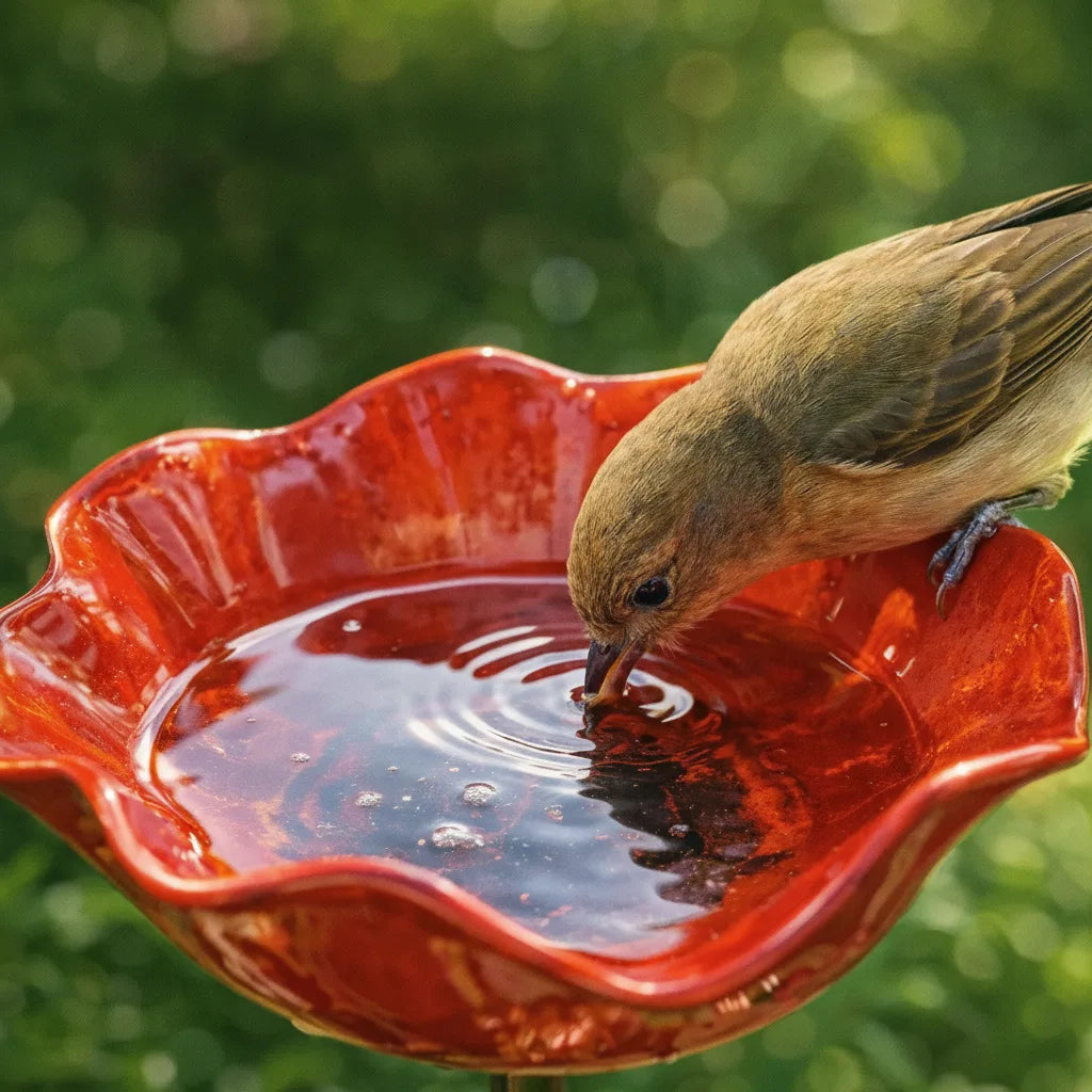 Metal Bird Bath Poppy Design | Garden and Balcony Decor 2