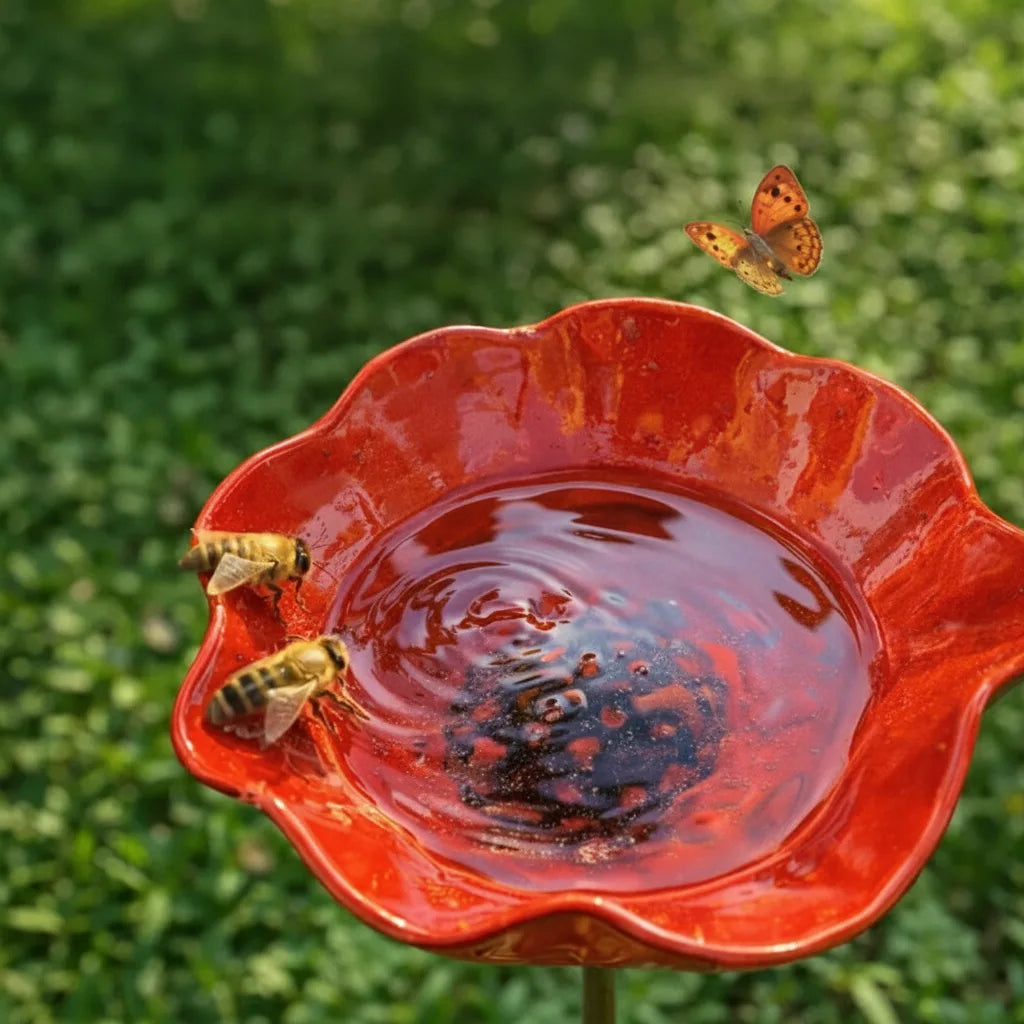 Metal Bird Bath Poppy Design | Garden and Balcony Decor 3