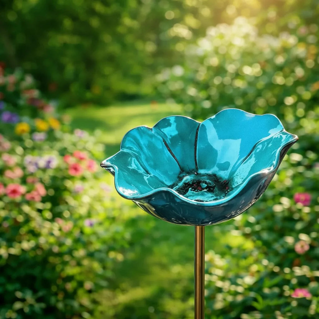 Metal Bird Bath Poppy Design | Garden and Balcony Decor 5