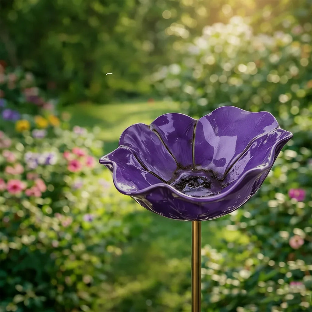 Metal Bird Bath Poppy Design | Garden and Balcony Decor 8
