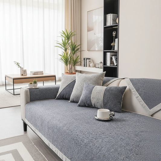 Non-Slip Cotton-Linen Sofa Cover | Customizable Couch Slipcover 0