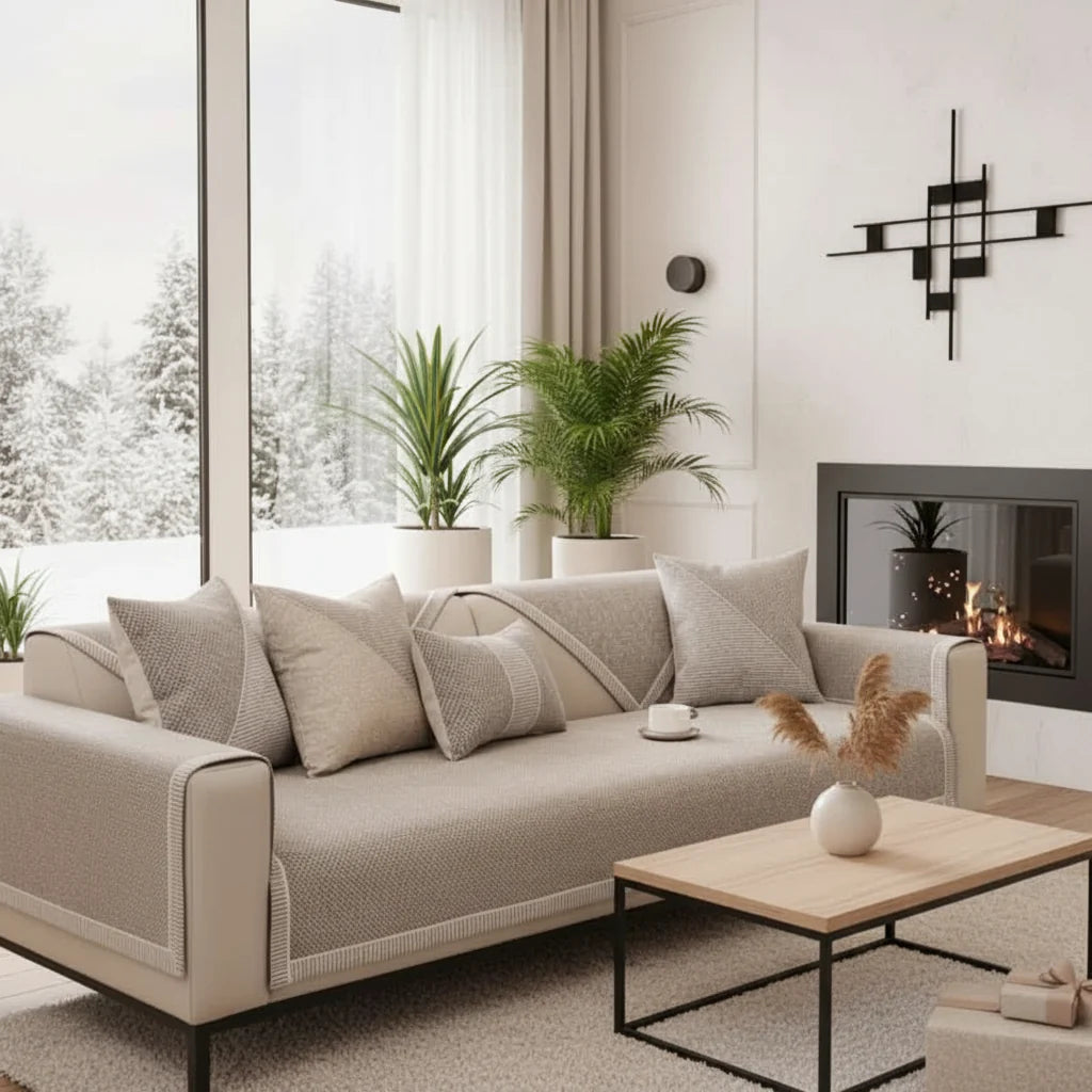 Non-Slip Cotton-Linen Sofa Cover | Customizable Couch Slipcover 1