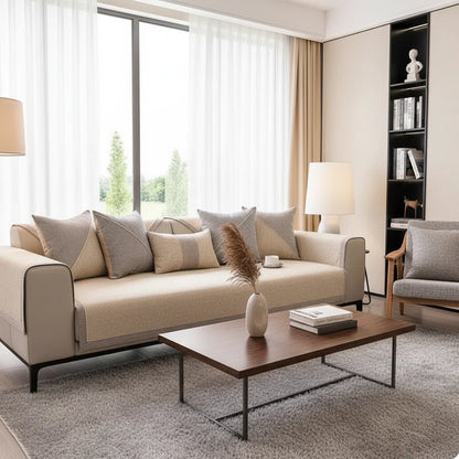 Non-Slip Cotton-Linen Sofa Cover | Customizable Couch Slipcover 3