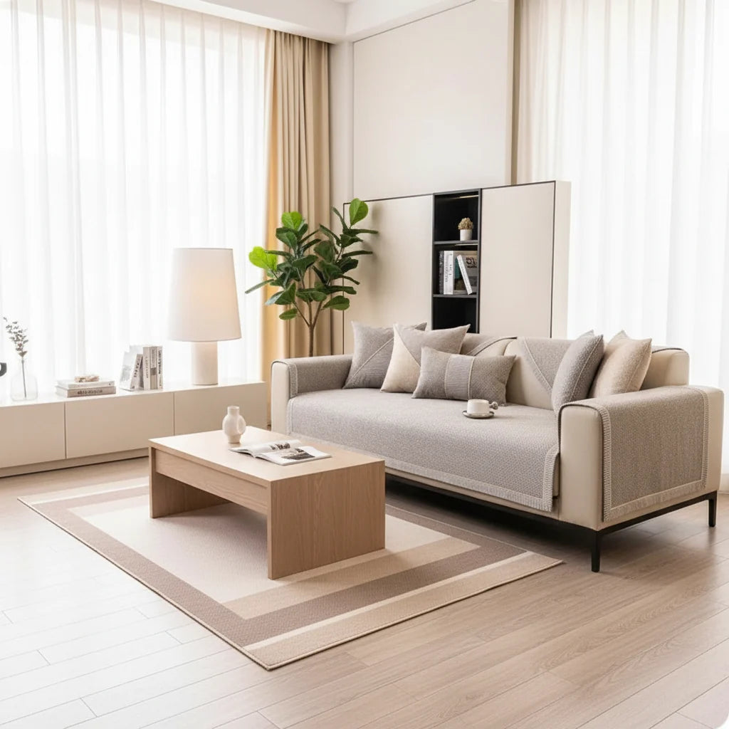 Non-Slip Cotton-Linen Sofa Cover | Customizable Couch Slipcover 4