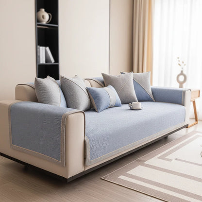 Non-Slip Cotton-Linen Sofa Cover | Customizable Couch Slipcover 8