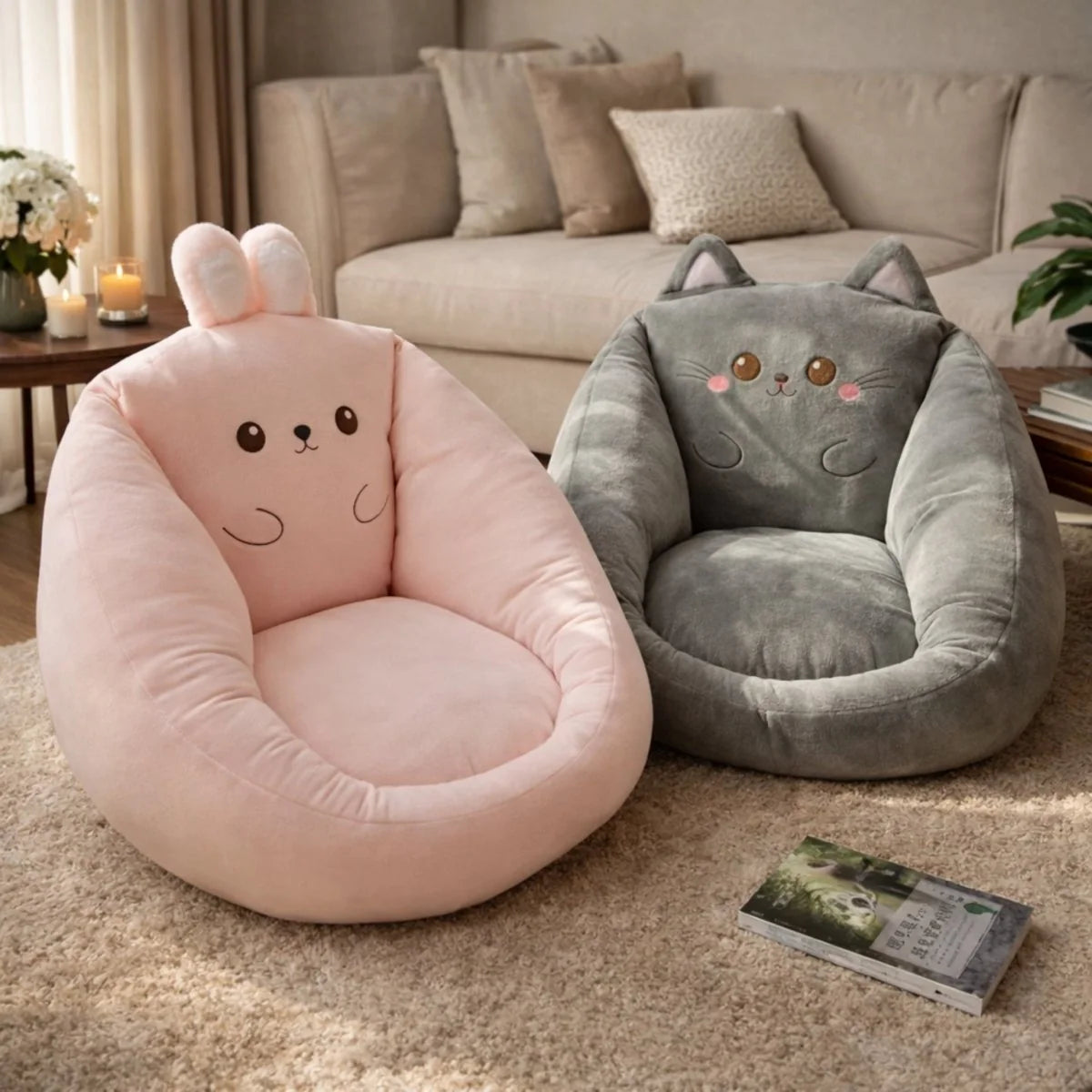 Plush Animal Motif Floor Chair | Soft Beanbag Seat 3