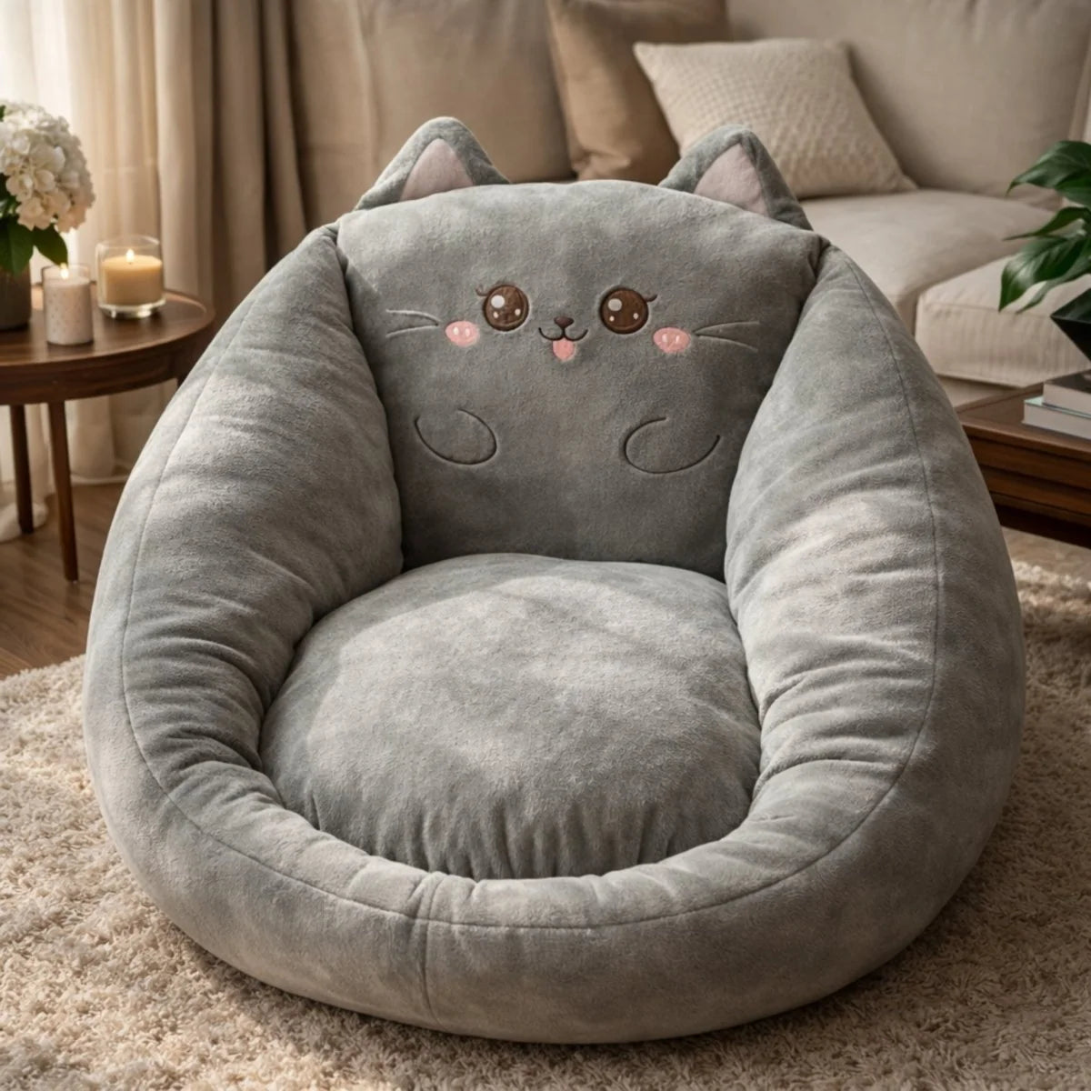Plush Animal Motif Floor Chair | Soft Beanbag Seat 4