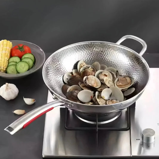 Premium Stainless Steel Round Bottom Wok 30 cm 0
