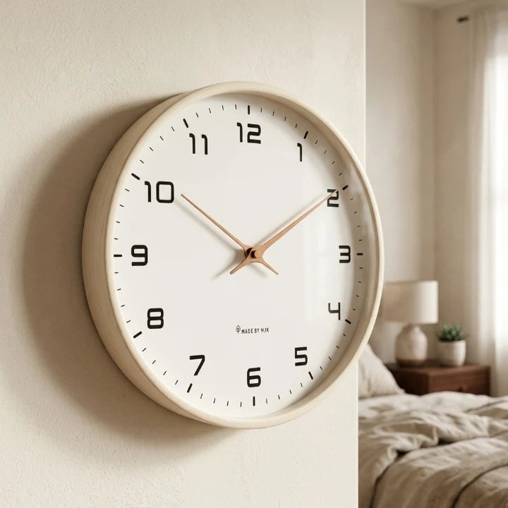 Silent Wooden Wall Clock Ø 25/30 cm with Rose Gold Hands 4