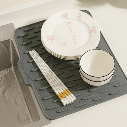 Silicone Drying Mat Gray Flexible Heat-Resistant Kitchen Accessory 0