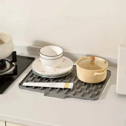 Silicone Drying Mat Gray Flexible Heat-Resistant Kitchen Accessory 1