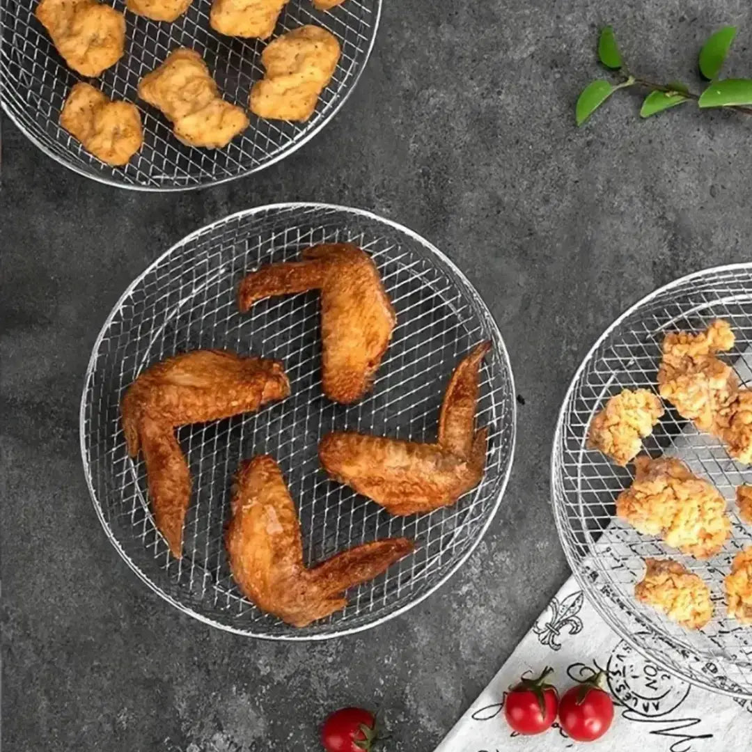 Stackable Air Fryer Baskets Set | Round Square Rectangular Stainless Steel 4