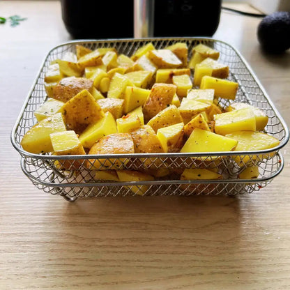 Stackable Air Fryer Baskets Set | Round Square Rectangular Stainless Steel 5