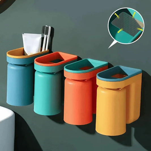 Wall-Mount Toothbrush Holder | Adhesive Bathroom Organizer 0