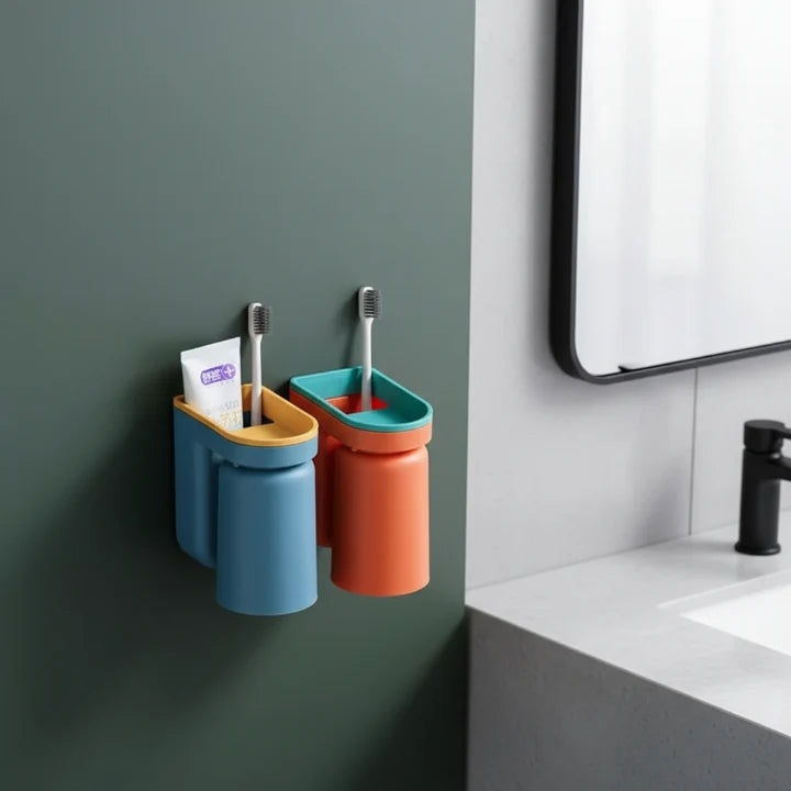 Wall-Mount Toothbrush Holder | Adhesive Bathroom Organizer 4