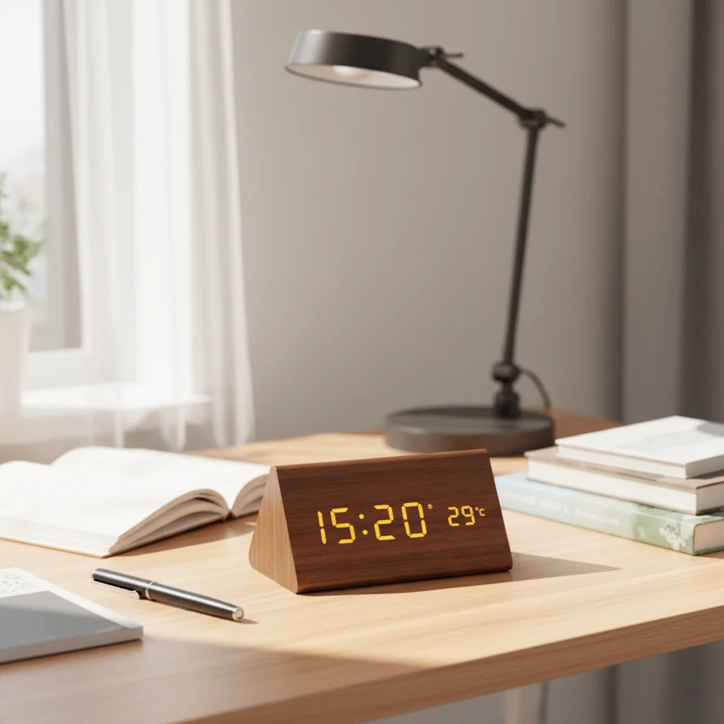 Woodsense | LED Wooden Voice-Controlled Clock 2