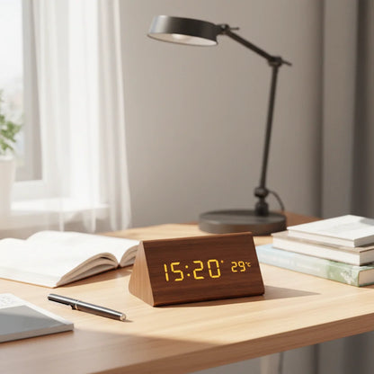 Woodsense | LED Wooden Voice-Controlled Clock 2